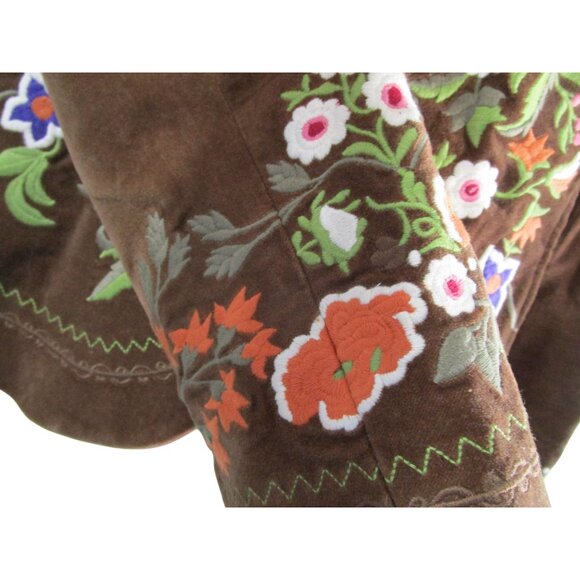 Vintage Yank Americano Embroidered Brown Velvet Western BoHo Jacket Medium GUC - Picture 11 of 16